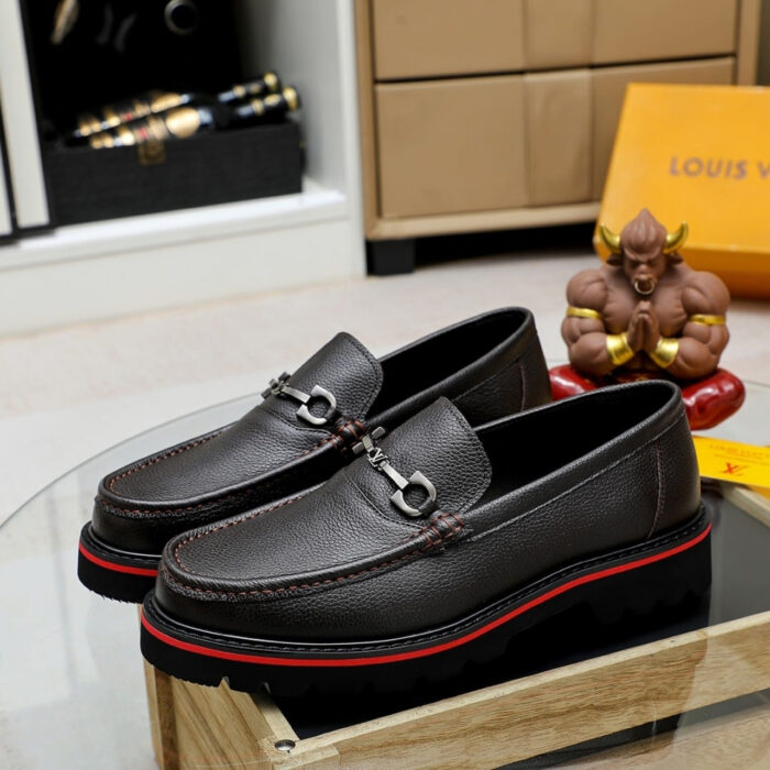 Louis Vuitton Souliers Club Loafers Black Red - Image 6