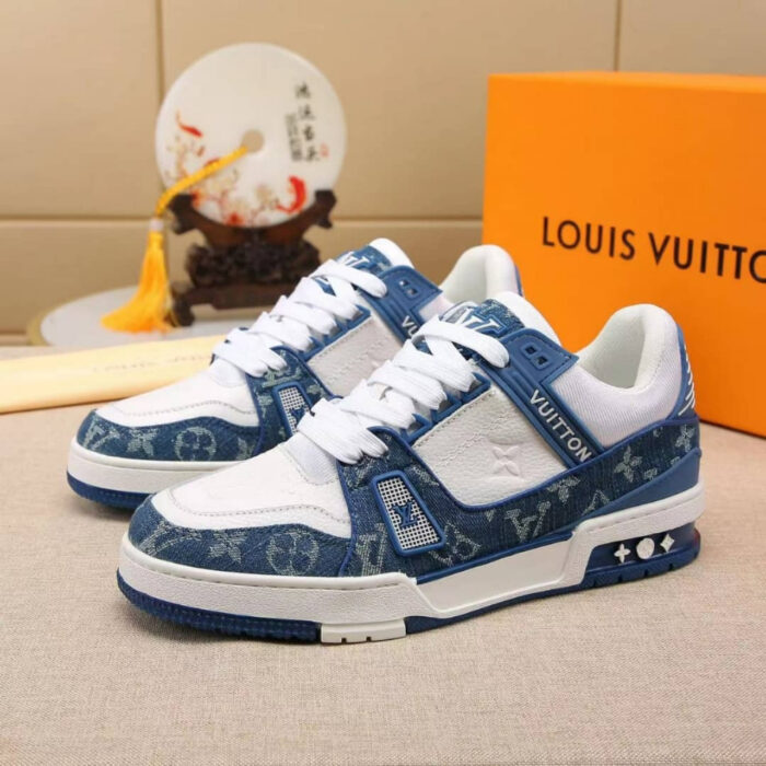 Louis Vuitton Trainer Sneakers Blue And White 1A9JGV - Image 2