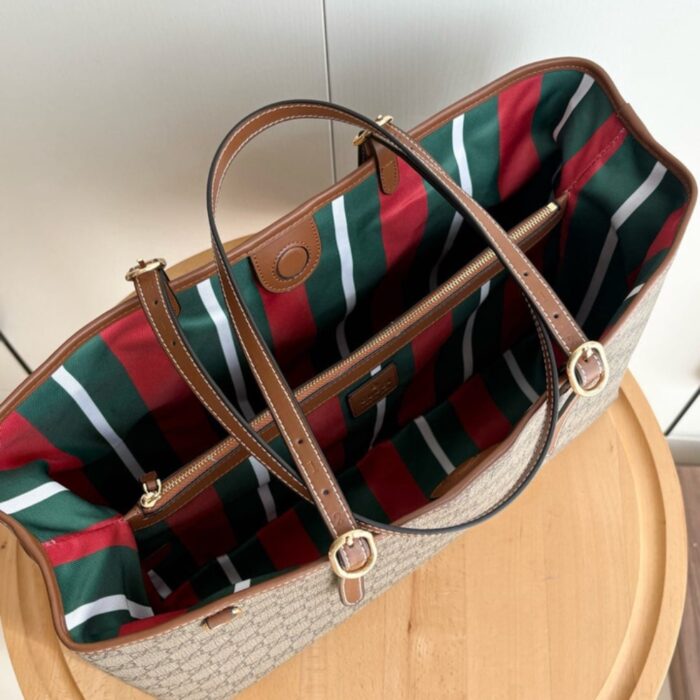 Gucci GG Emblem Large Tote Bag Beige And Dark Brown 38Cm  ‎815213 FAD6L 9758 - Image 5
