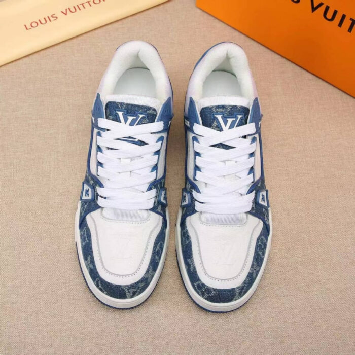 Louis Vuitton Trainer Sneakers Blue And White 1A9JGV - Image 5