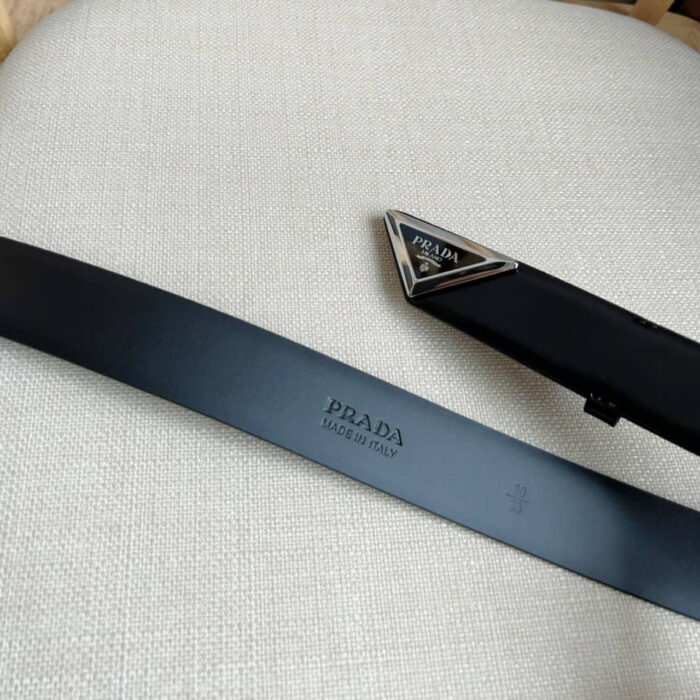 Prada Spazzolato Logo Black Belts  2CM250 ZO6 F0002 - Image 2