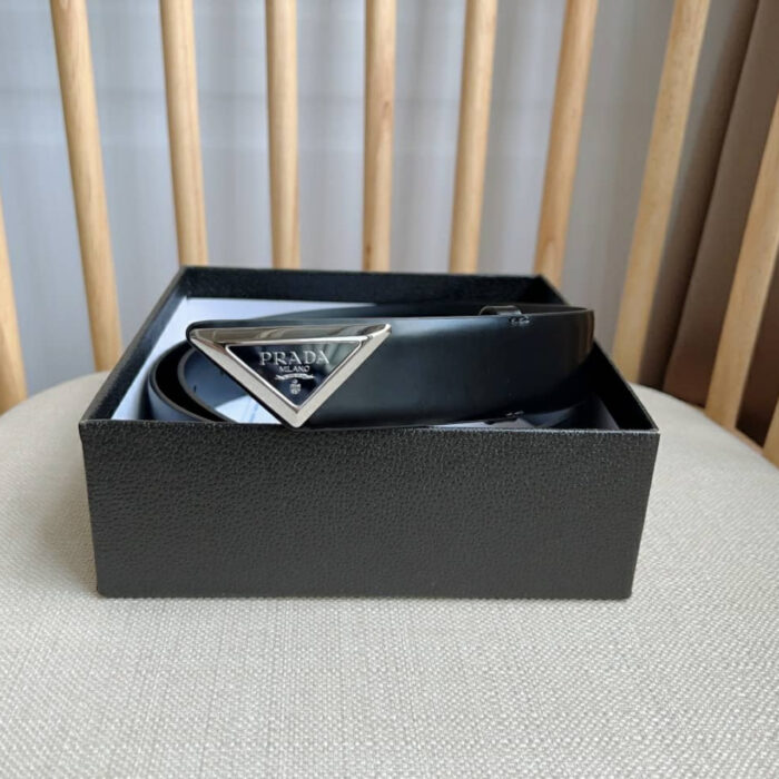 Prada Spazzolato Logo Black Belts  2CM250 ZO6 F0002 - Image 3