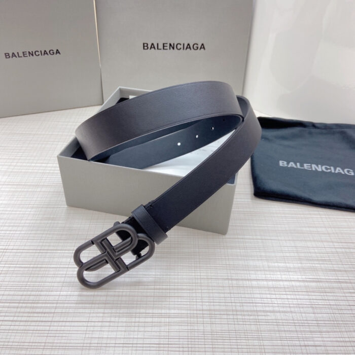 Balenciaga Large Black Leather Belt With Bb Buckle 3Cm - Image 2