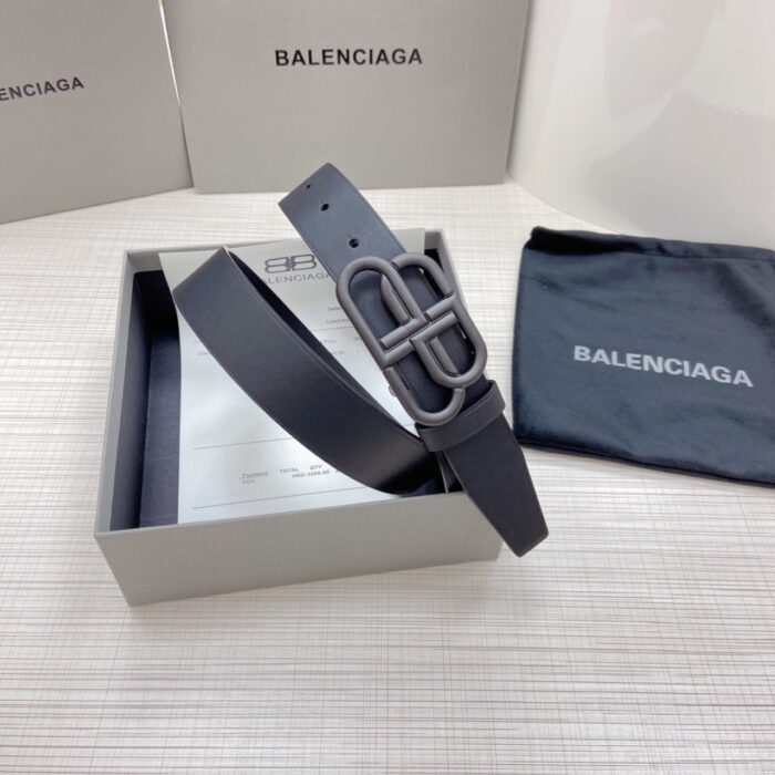Balenciaga Large Black Leather Belt With Bb Buckle 3Cm - Image 3