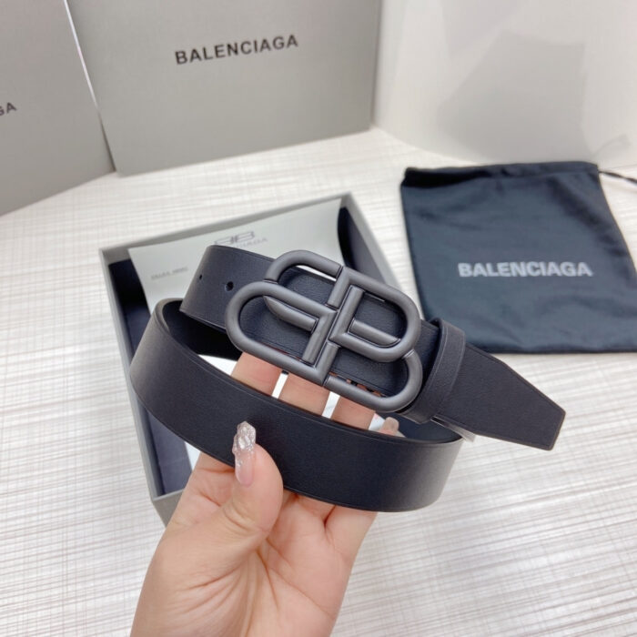 Balenciaga Large Black Leather Belt With Bb Buckle 3Cm - Image 4