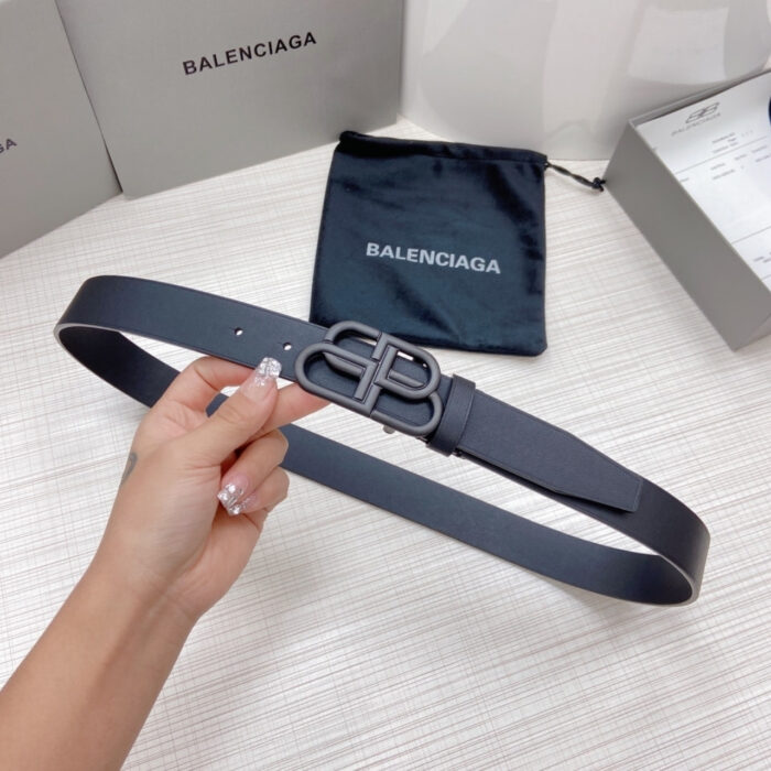Balenciaga Large Black Leather Belt With Bb Buckle 3Cm - Image 5