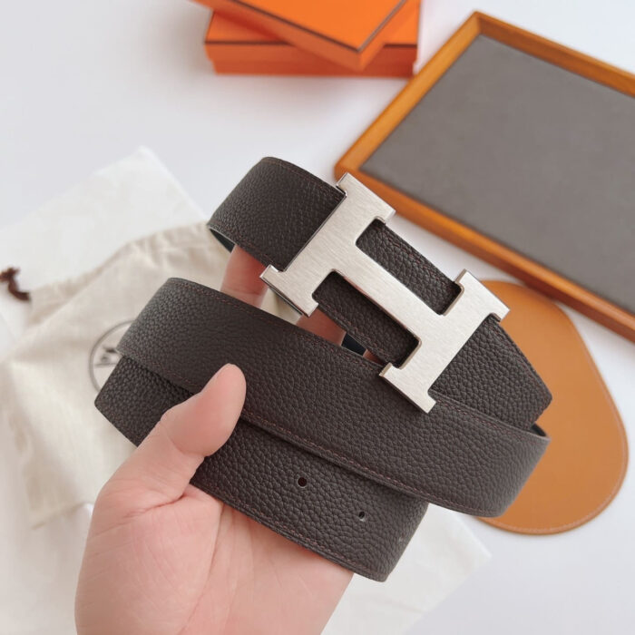Hermes Belt Togo Swift Silver Buckle Brown 38Mm - Image 5