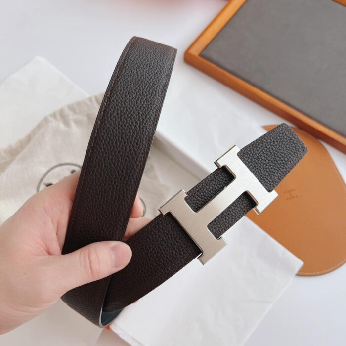 Hermes Belt Togo Swift Silver Buckle Brown 38Mm - Image 6
