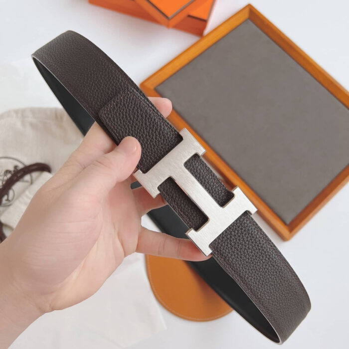 Hermes Belt Togo Swift Silver Buckle Brown 38Mm - Image 8