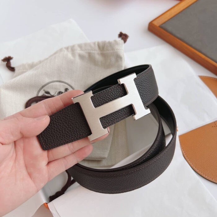 Hermes Belt Togo Swift Silver Buckle Brown 38Mm - Image 9