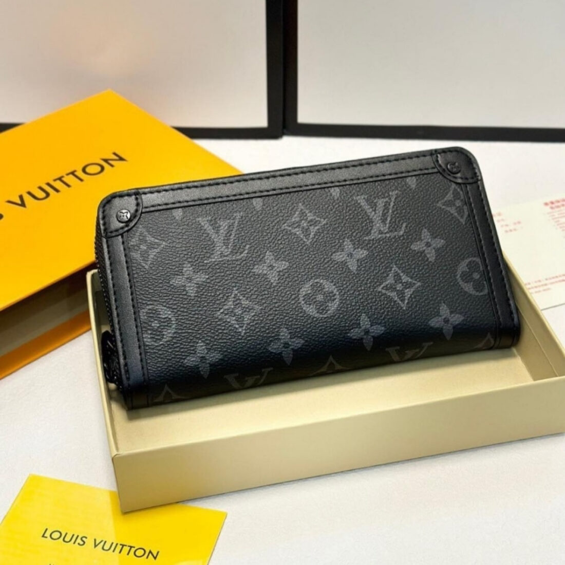 Louis Vuitton Long Wallet Monogram Eclipse Trunk Zippy Black 19Cm - Image 2