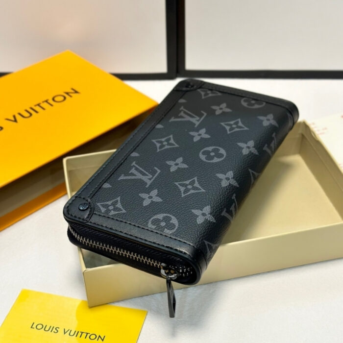 Louis Vuitton Long Wallet Monogram Eclipse Trunk Zippy Black 19Cm - Image 3