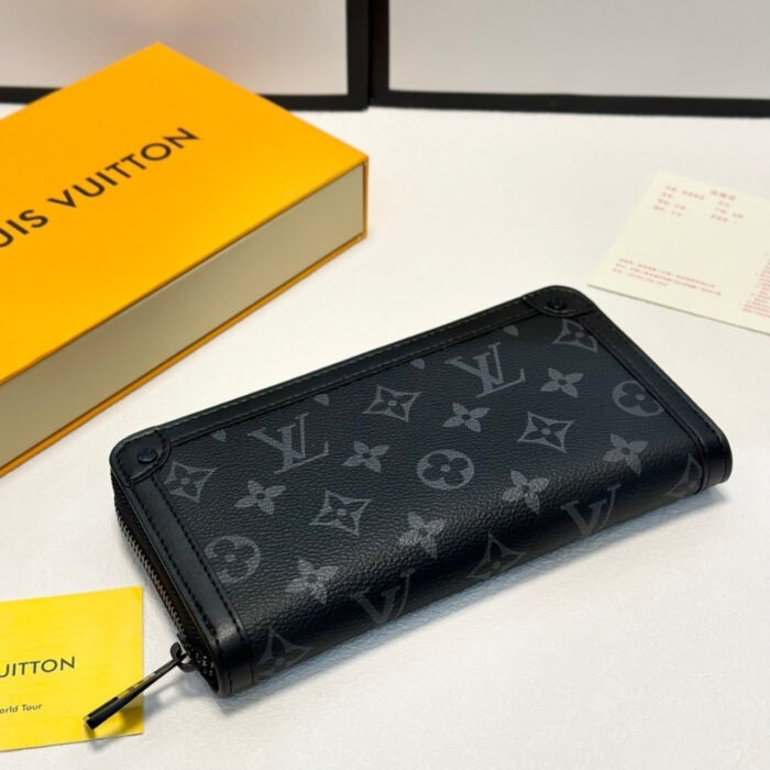 Louis Vuitton Long Wallet Monogram Eclipse Trunk Zippy Black 19Cm - Image 5