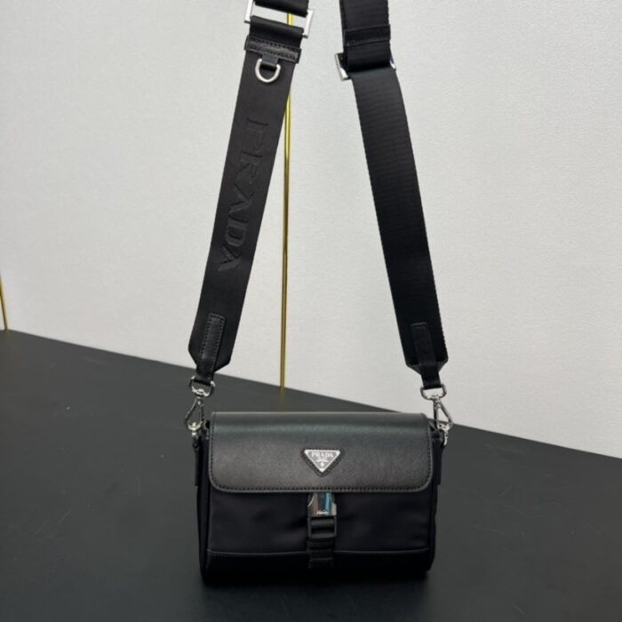 Prada Re Nylon And Saffiano Shoulder Bag Black 20Cm 2VD053 2DMH F0002 V OOO - Image 4