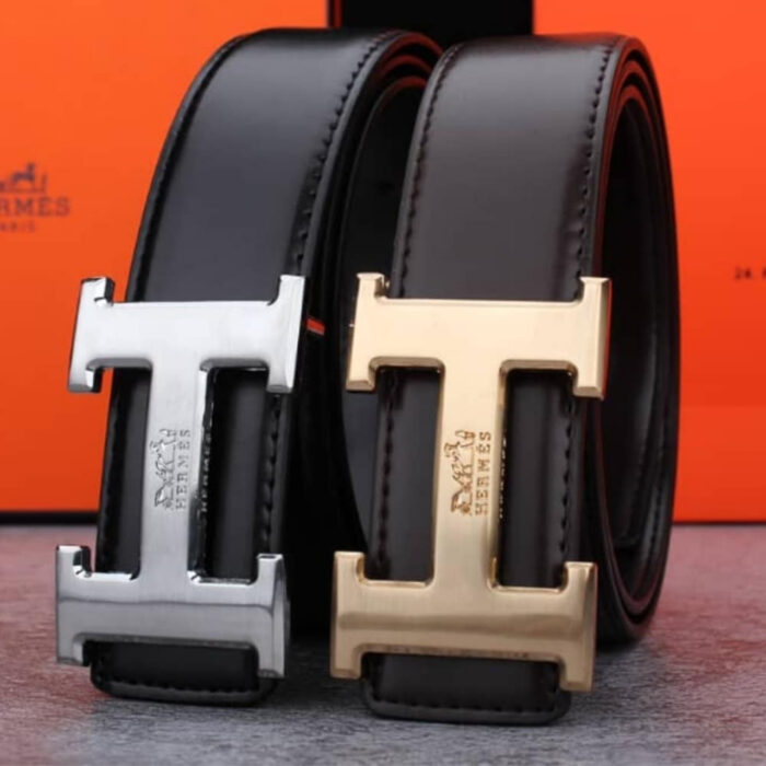 Hermes H Belt Buckle Reversible Leather Strap Black - Image 4