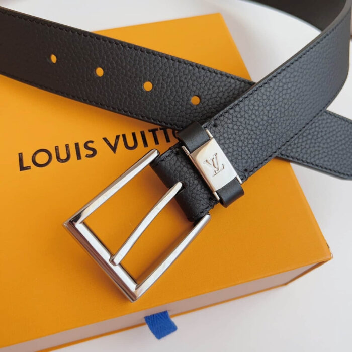 Louis Vuitton LV City Pin Belt Silver Hardware Black 35MM M0542S - Image 2