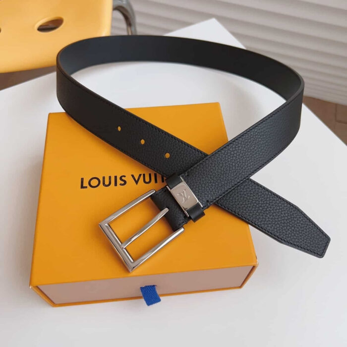 Louis Vuitton LV City Pin Belt Silver Hardware Black 35MM M0542S - Image 3
