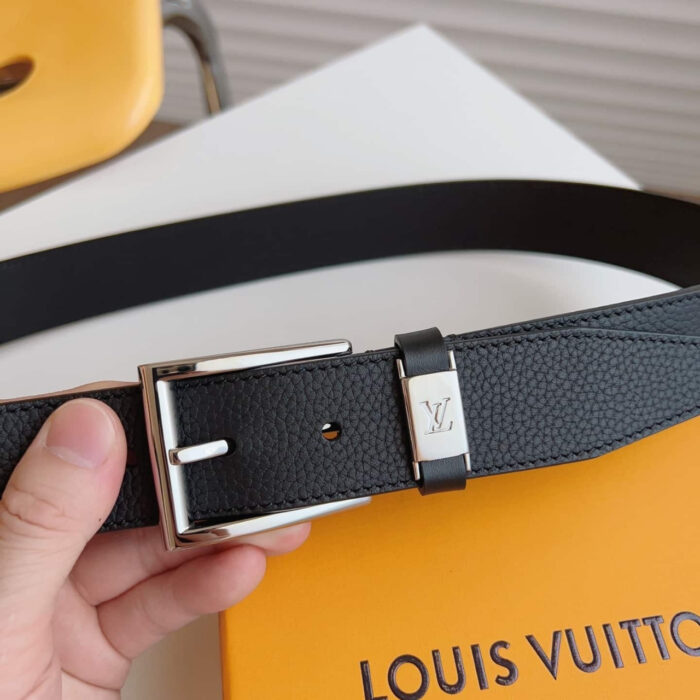 Louis Vuitton LV City Pin Belt Silver Hardware Black 35MM M0542S - Image 4