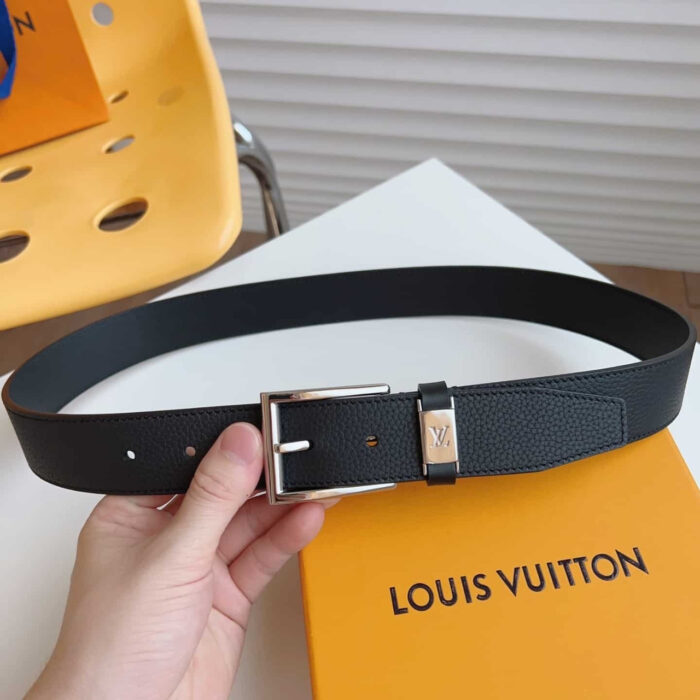 Louis Vuitton LV City Pin Belt Silver Hardware Black 35MM M0542S - Image 5