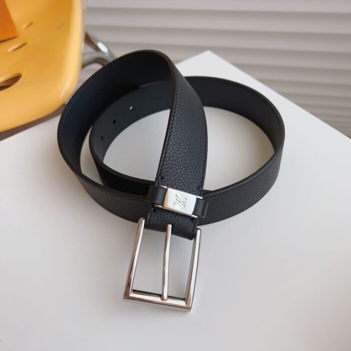Louis Vuitton LV City Pin Belt Silver Hardware Black 35MM M0542S - Image 6
