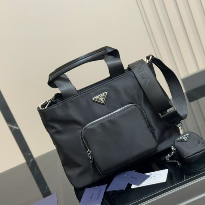 Prada Re Nylon Tote Bag Black 32Cm 1BG354 RV44 F0002 V B1M - Image 2