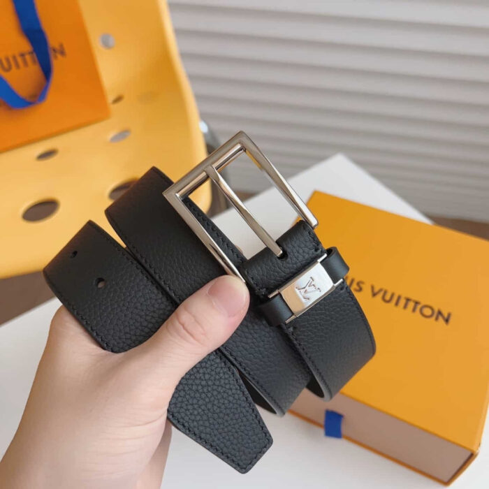 Louis Vuitton LV City Pin Belt Silver Hardware Black 35MM M0542S - Image 7