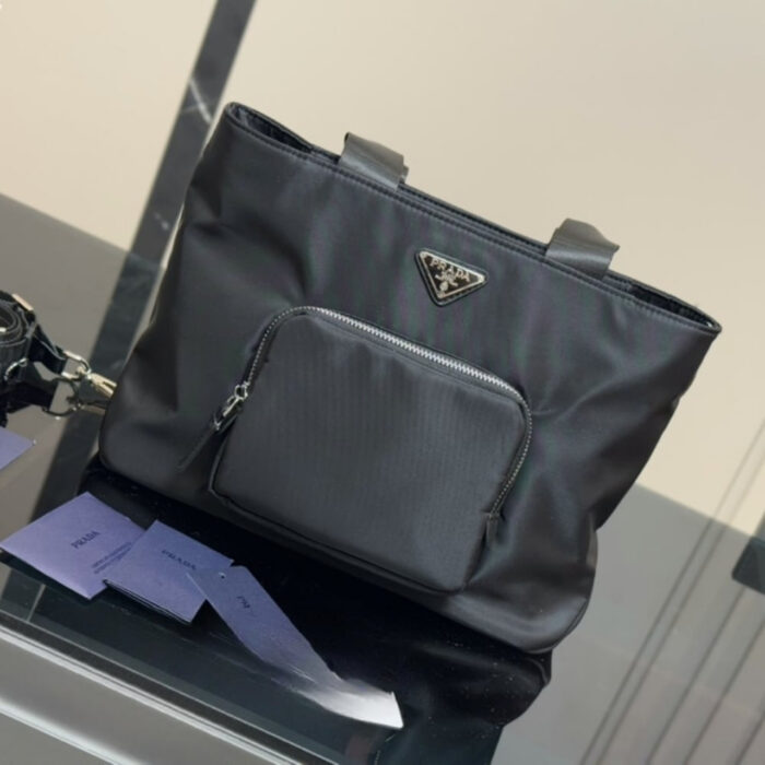 Prada Re Nylon Tote Bag Black 32Cm 1BG354 RV44 F0002 V B1M - Image 6