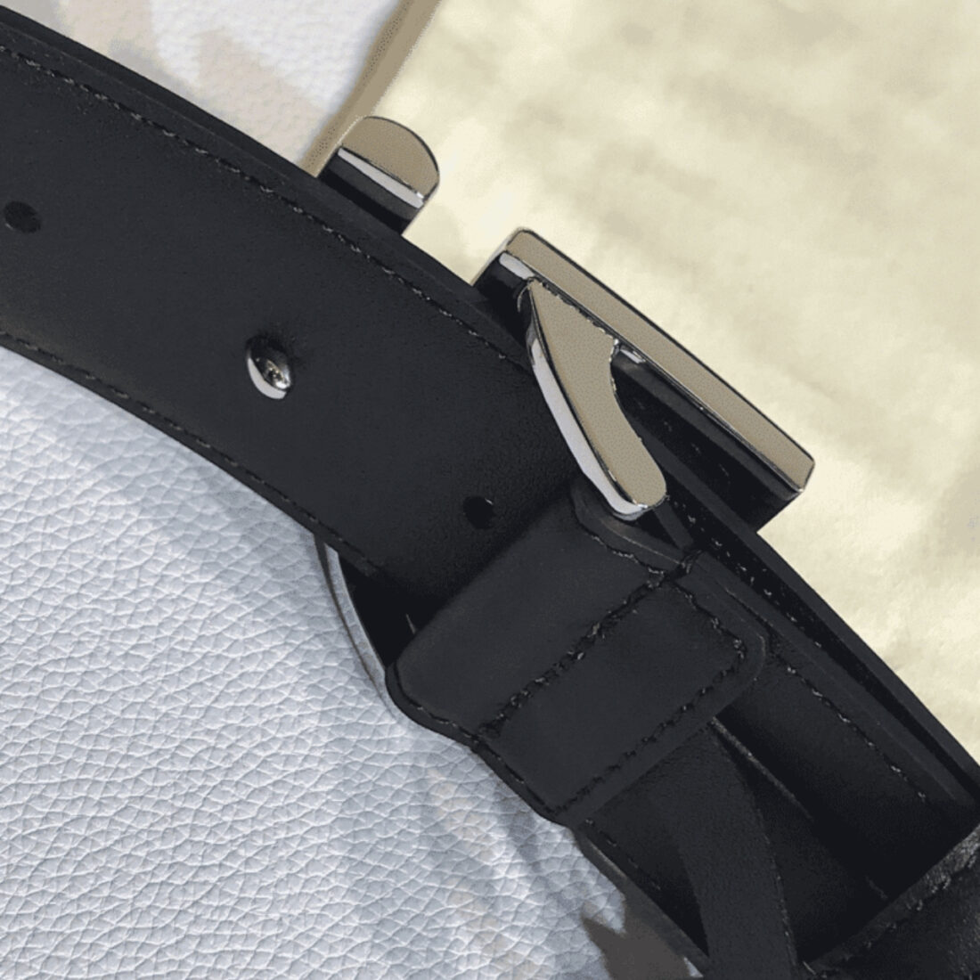 Fendi Black Leather Belt With FF Silver Buckle 40MM - Image 5