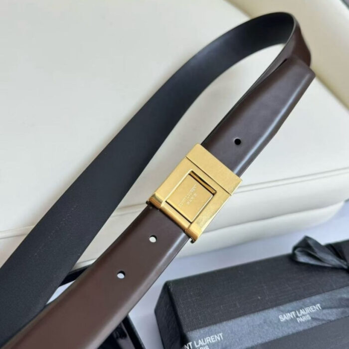 Saint Laurent La 76 Belt In Smooth Leather Hot Wine 658517AADVP6195 - Image 2