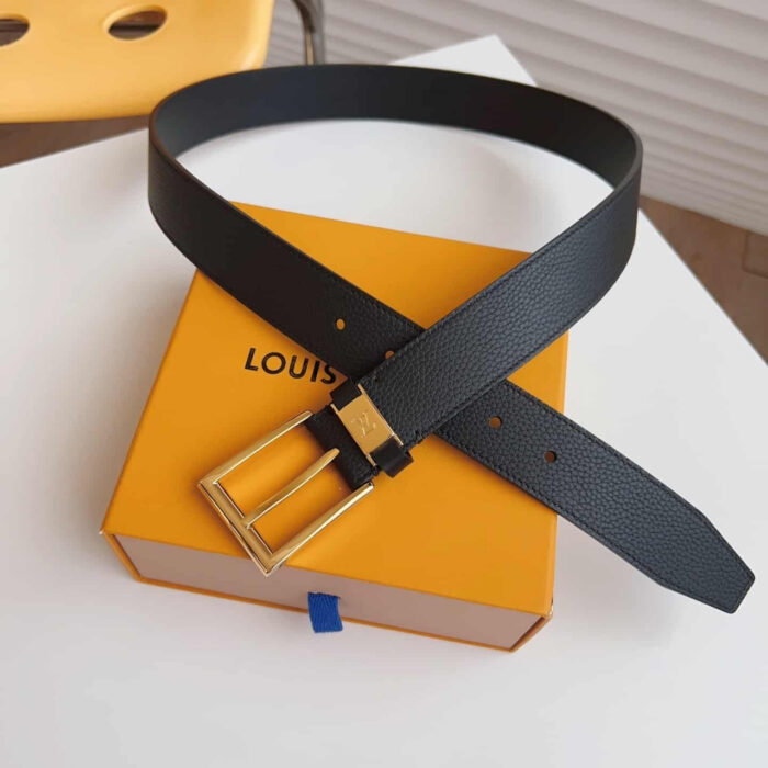 Louis Vuitton LV City Pin Belt Gold Hardware Black 35MM - Image 2