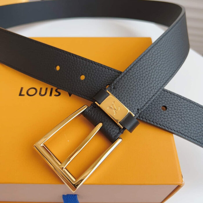 Louis Vuitton LV City Pin Belt Gold Hardware Black 35MM - Image 3