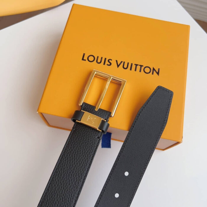 Louis Vuitton LV City Pin Belt Gold Hardware Black 35MM - Image 4