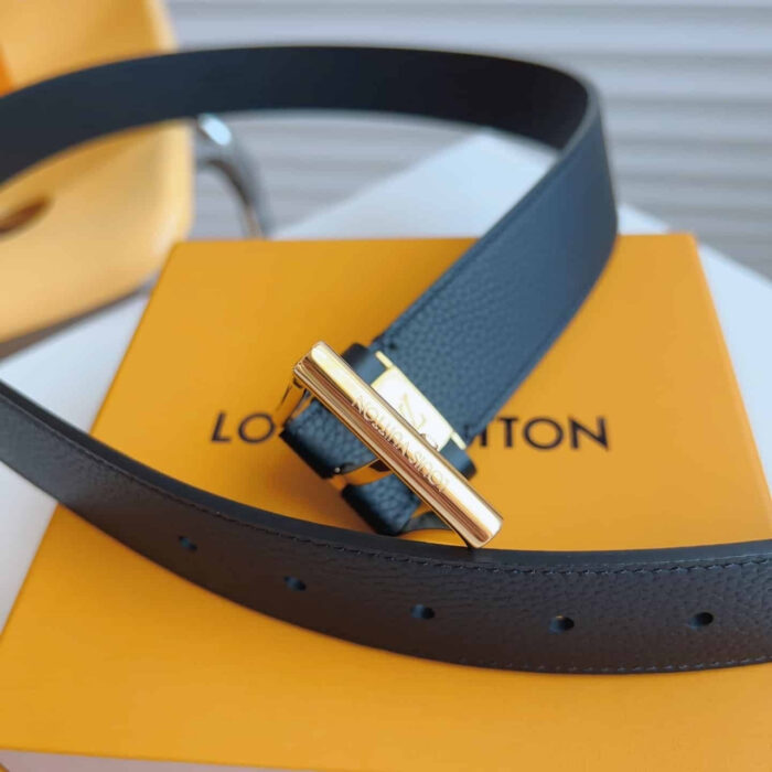 Louis Vuitton LV City Pin Belt Gold Hardware Black 35MM - Image 5