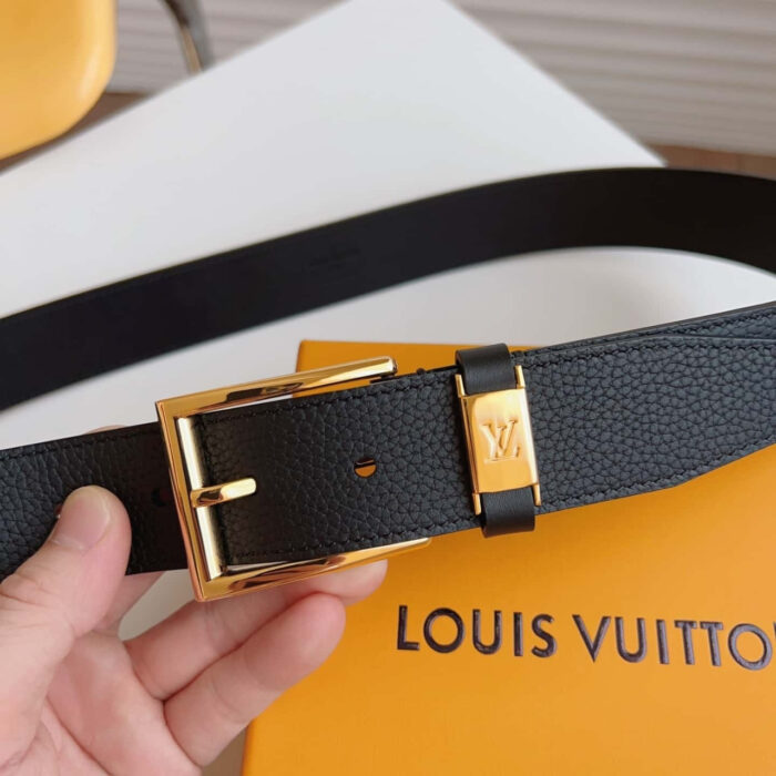 Louis Vuitton LV City Pin Belt Gold Hardware Black 35MM - Image 6