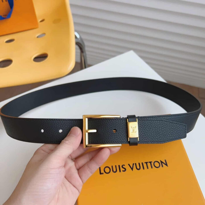 Louis Vuitton LV City Pin Belt Gold Hardware Black 35MM - Image 7