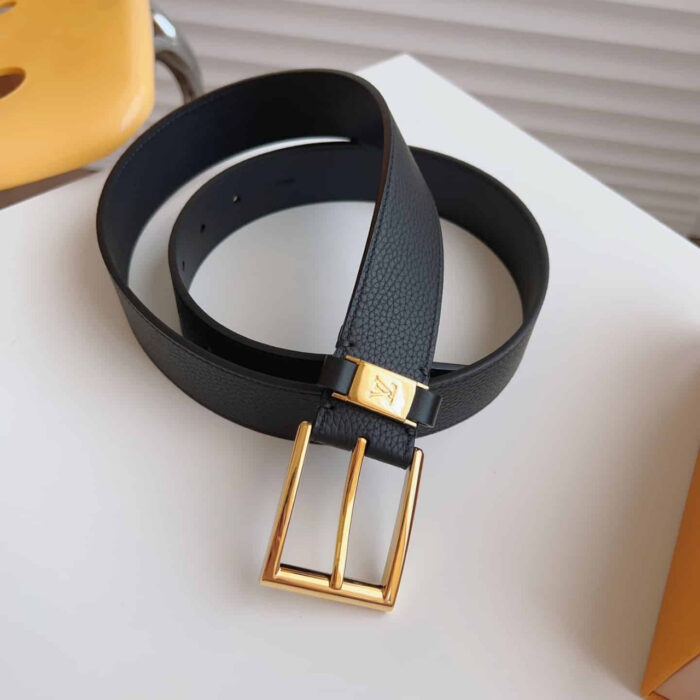 Louis Vuitton LV City Pin Belt Gold Hardware Black 35MM - Image 8
