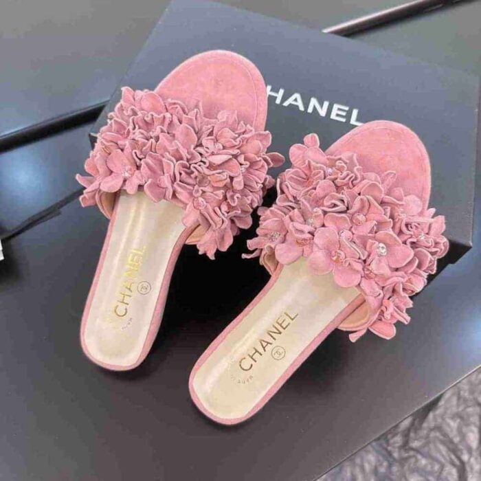 Chanel Mules Suede Kidskin And Strass Pink G46231 B19043 NACLY - Image 4