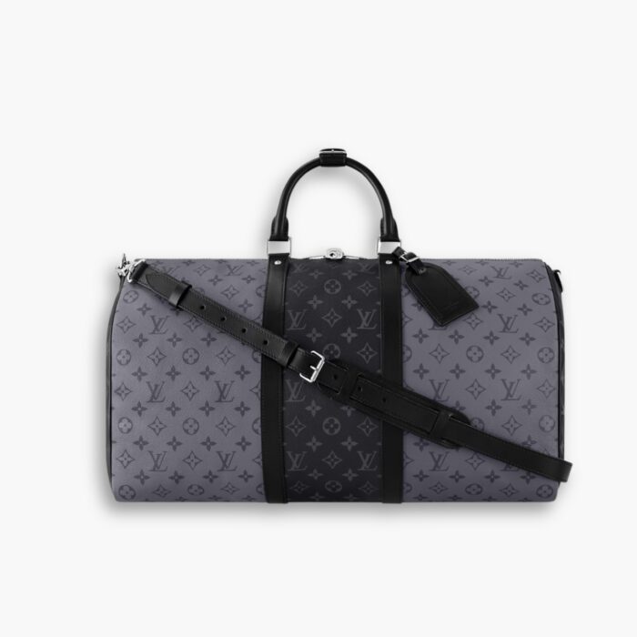 Louis Vuitton Keepall Bandoulière 50 Monogram Eclipse Canvas Black And Grey 45Cm M45392