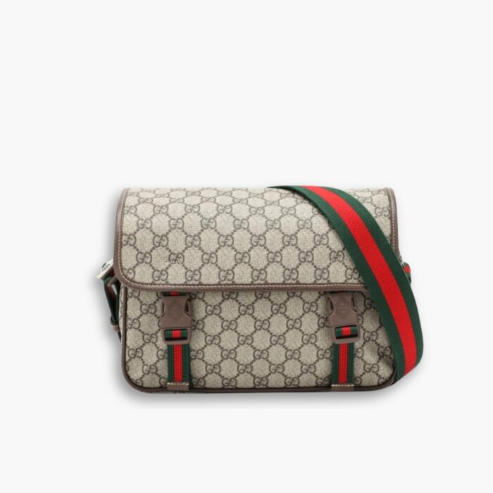 Gucci GG Supreme Canvas Small Messenger Bag Beige Ebony 23Cm