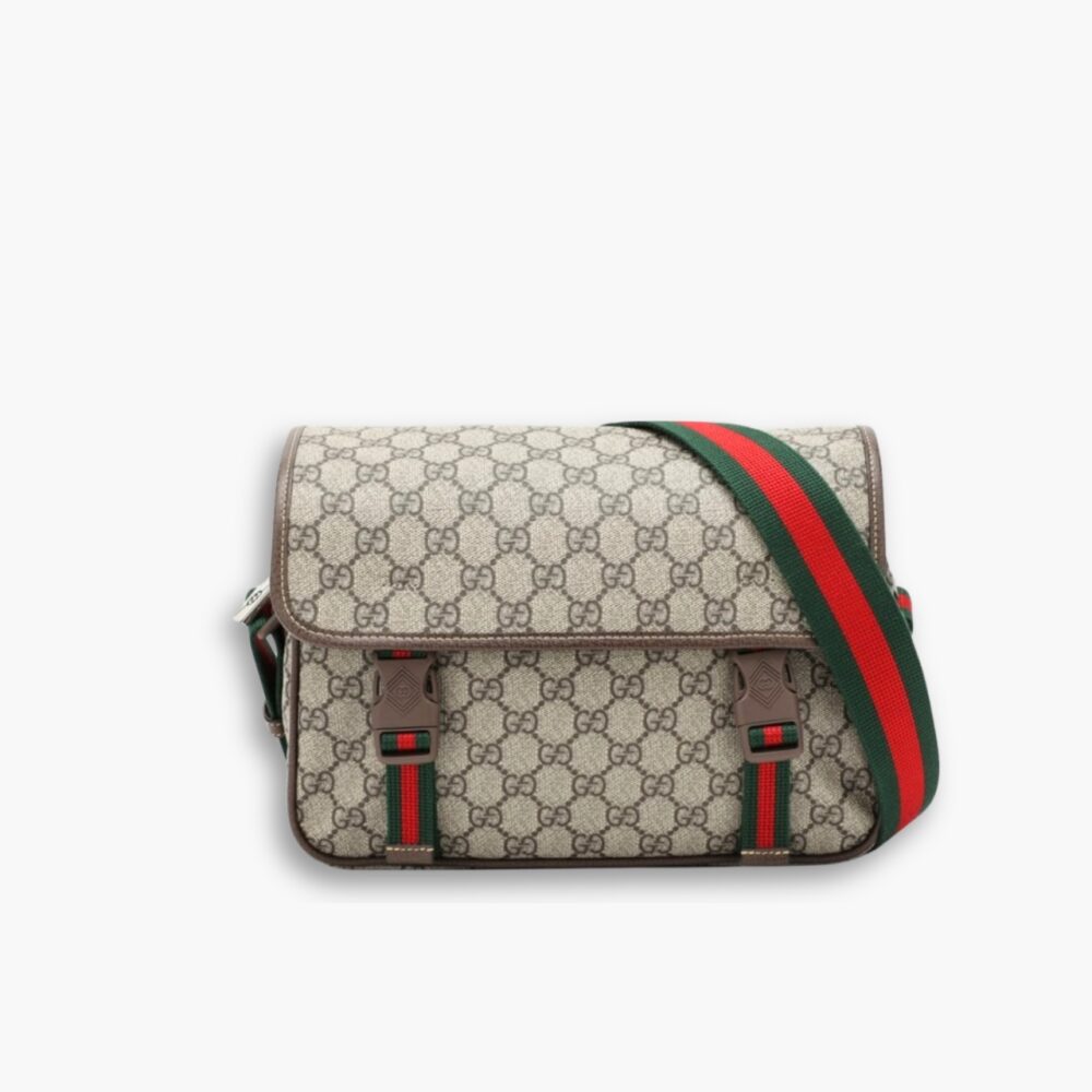 Gucci GG Supreme Canvas Small Messenger Bag Beige Ebony 23Cm