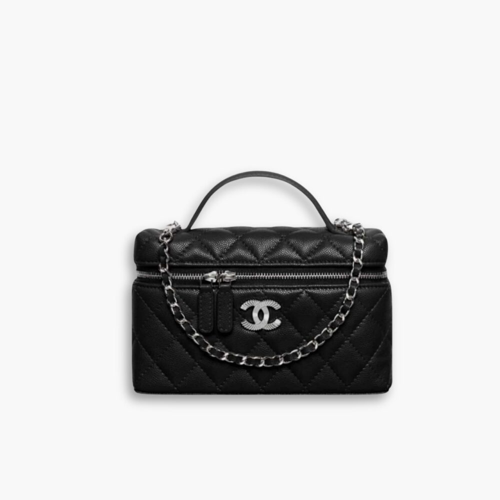 Chanel 25C Matelasse Vanity Black 19cm