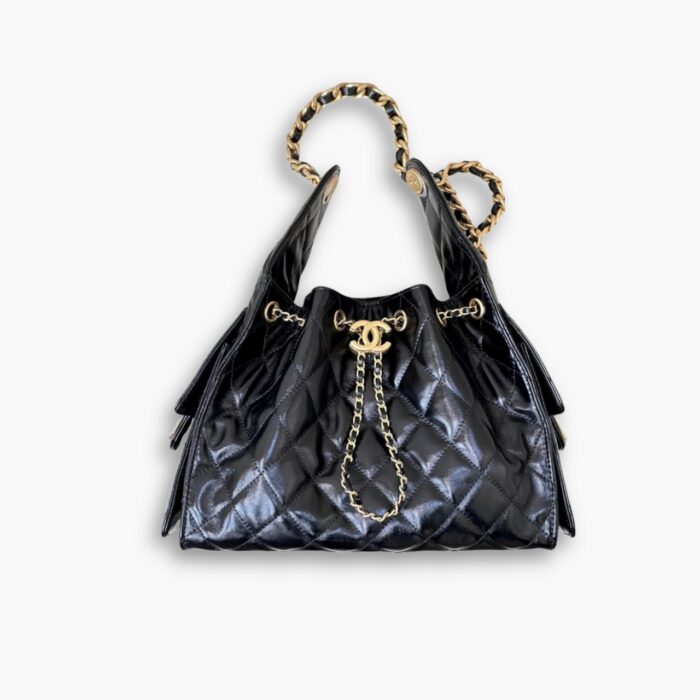 Chanel 25 Small Handbag Grained And Gold Tone Metal Black 34 cm  AS5293 B20304 94305