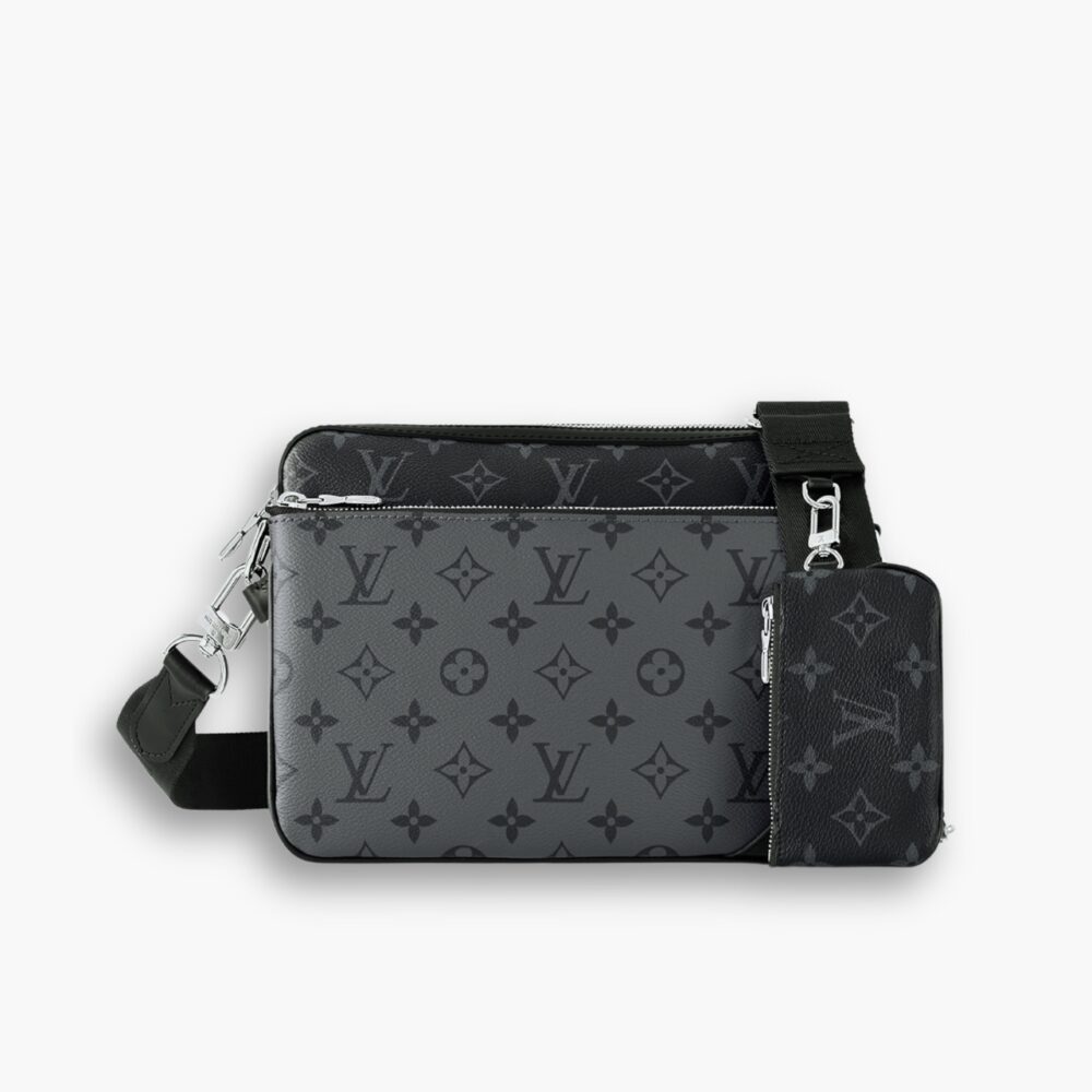 Louis Vuitton Trio Messenger Monogram Eclipse Black And Grey 25Cm M69443
