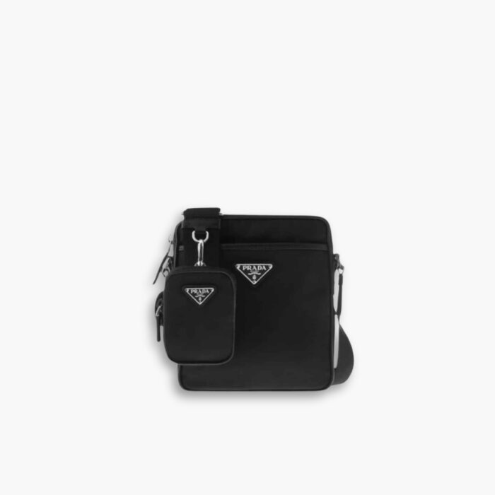 Prada Re Nylon Saffiano Logo Leather Bag Black 21Cm 23SS 2VH112 2DMH F0002