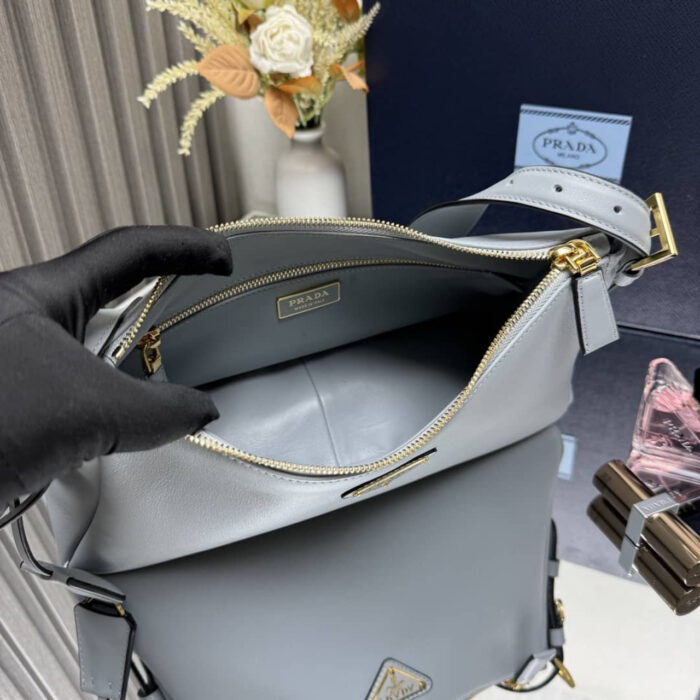 Super Vip 1:1 – Prada Aimée Medium Leather Shoulder Bag Opaline 30Cm 1BC229 2CYS F04F1 V LVM - Image 6