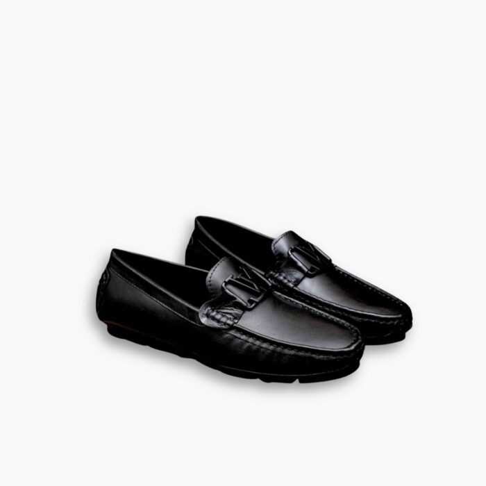 LOUIS VUITTON LOAFER MATTE LEATHER WITH LV LOGO IN BLACK