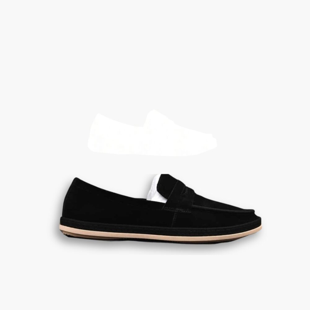 Prada Men Flat Loafers Suede Leather Black