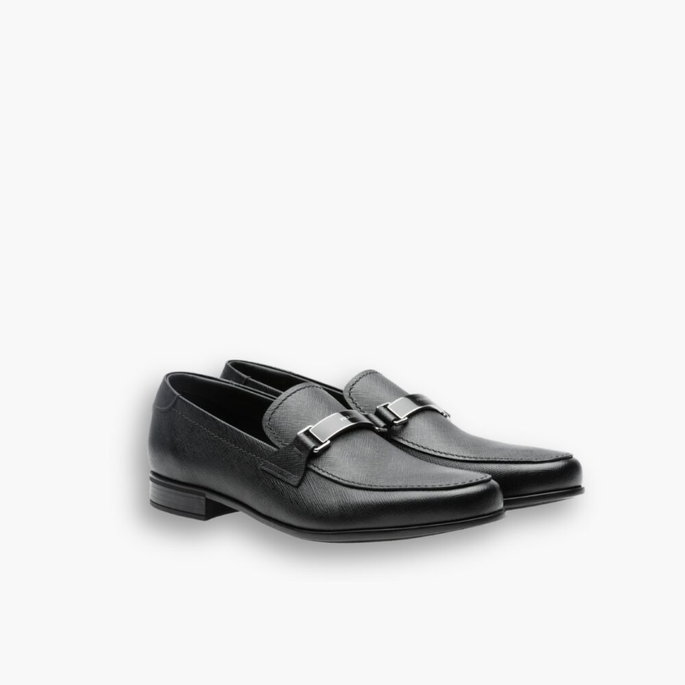 Prada Leather Brushed Plate Bit Logo Black 2Dc215 053 F0002 F G000