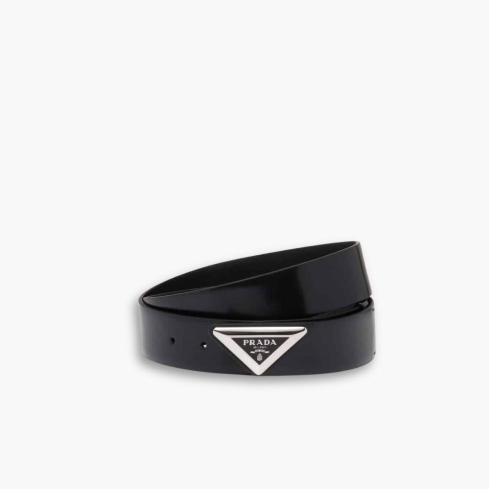 Prada Spazzolato Logo Black Belts  2CM250 ZO6 F0002