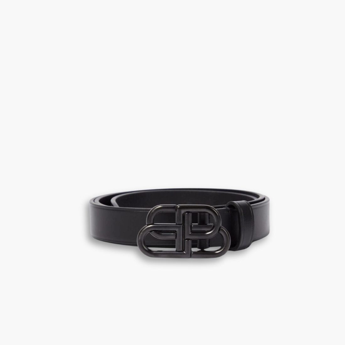 Balenciaga Large Black Leather Belt With Bb Buckle 3Cm